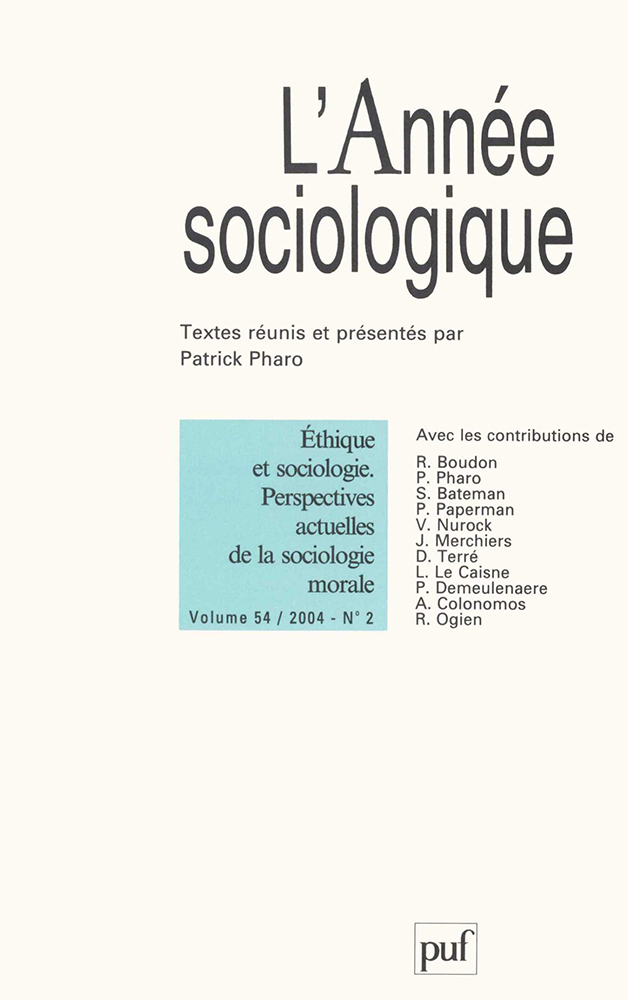année sociologique 2004, vol. 54 (2)
