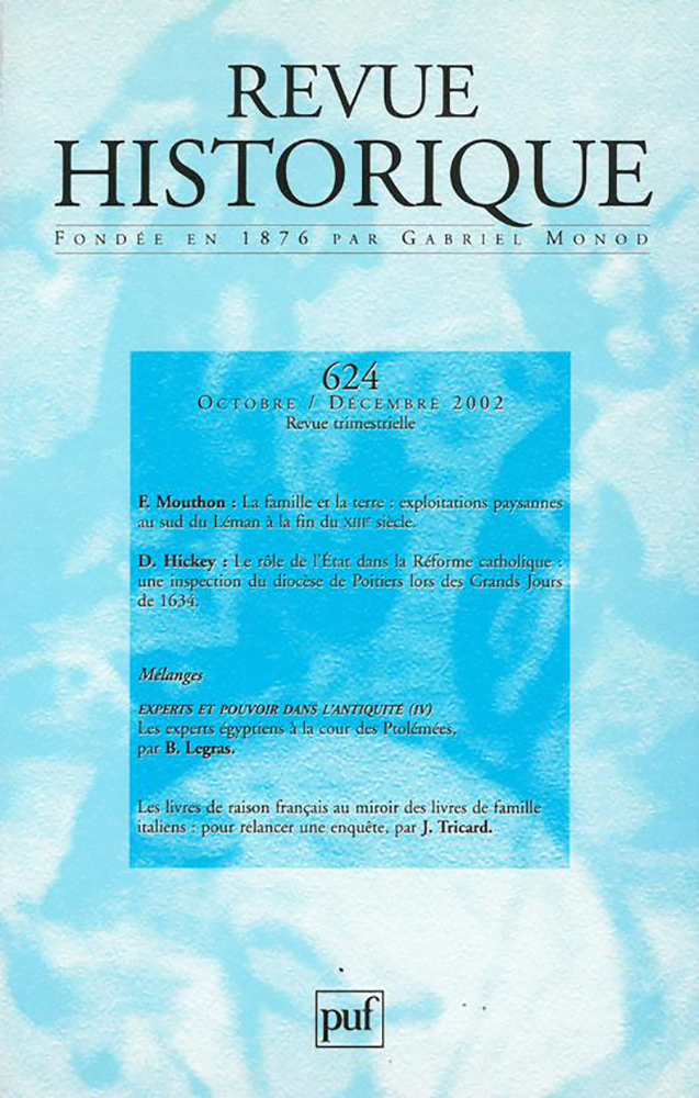 Revue historique 2002, n° 624