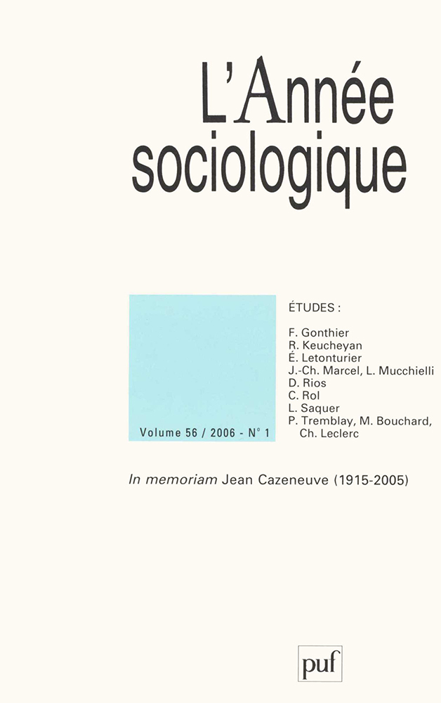 année sociologique 2006, vol. 56 (1)