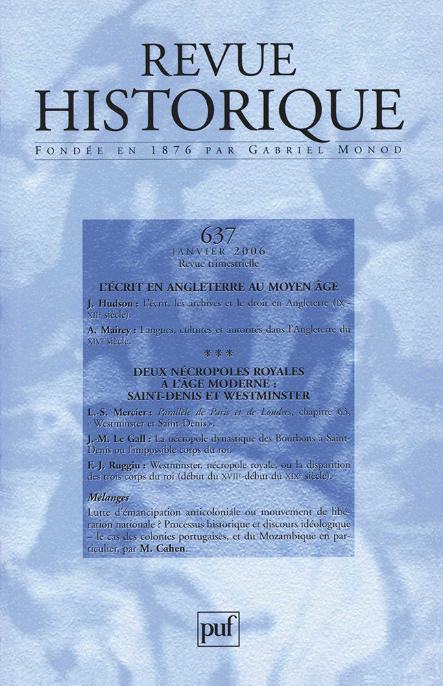 Revue historique 2006, n° 637