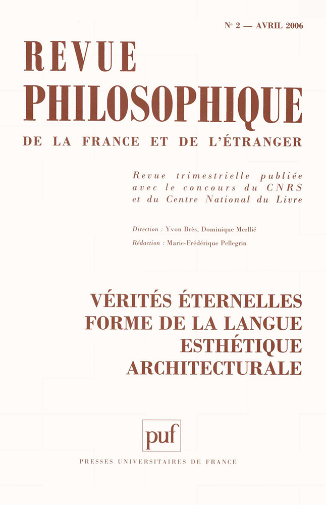 Revue philosophique 2006, t. 131 (2)