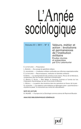 année sociologique 2011, vol. 61 (2)