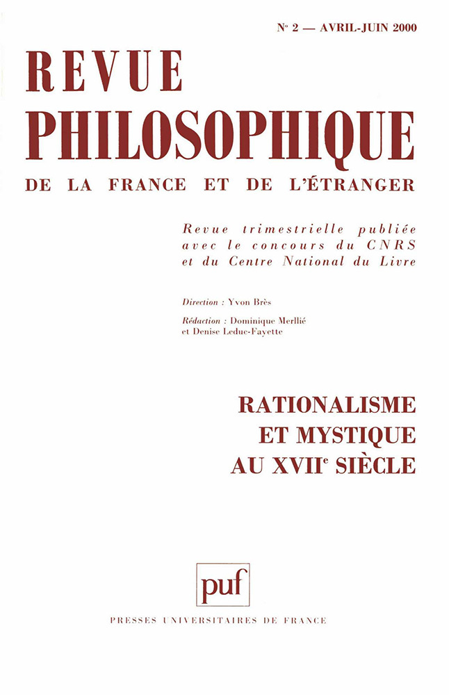Revue philosophique 2000, t. 125 (2)