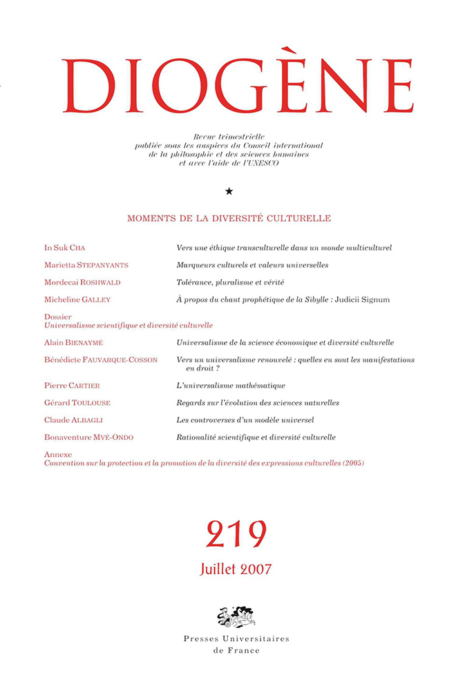 Diogène 2007, n° 219