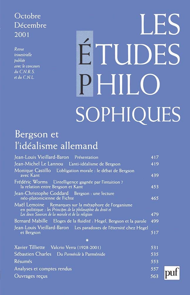 études philosophiques 2001, n° 4