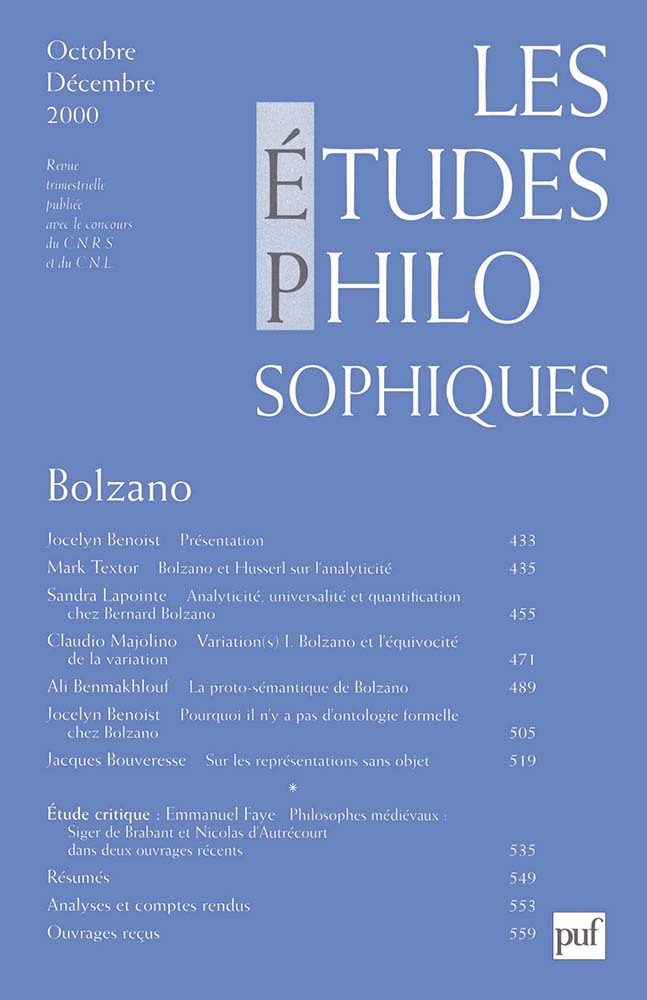 études philosophiques 2000, n° 4