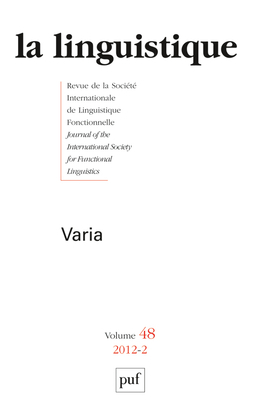 linguistique 2012, vol. 48 (2)