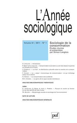 année sociologique 2011, vol. 61 (1)