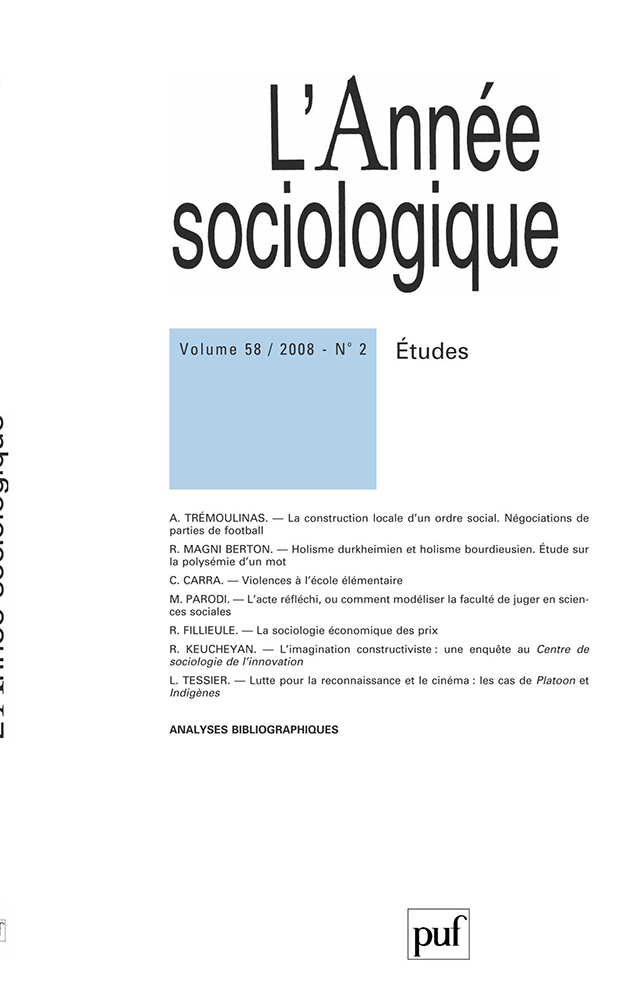 année sociologique 2008, vol. 58 (2)