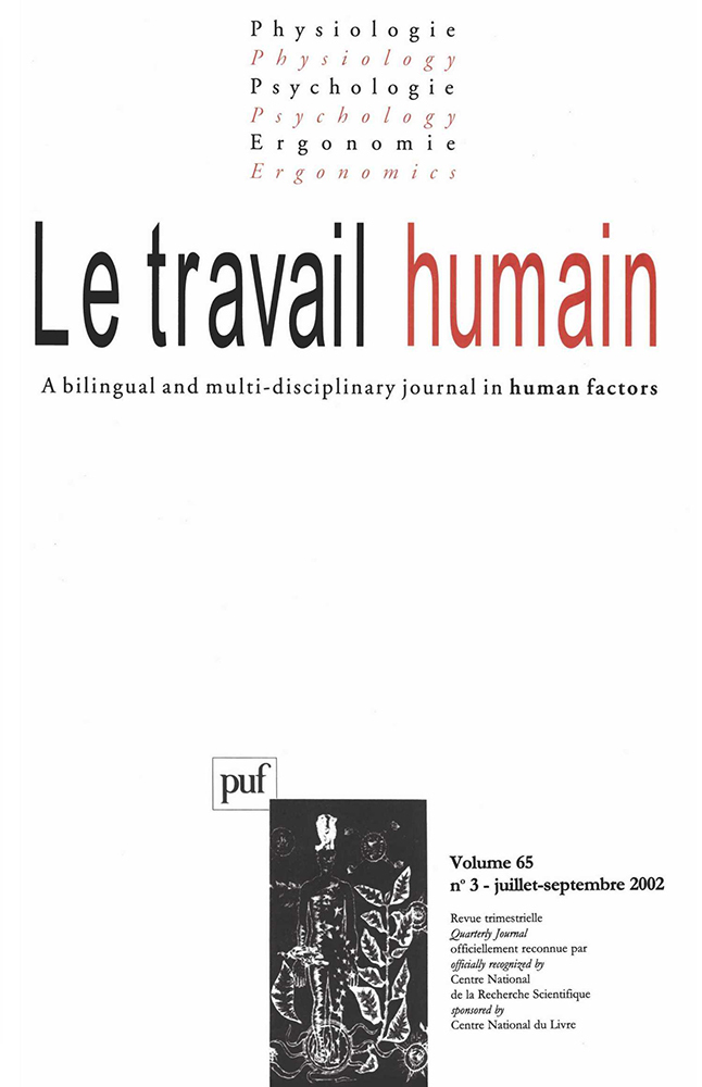 travail humain 2002, vol. 65 (3)