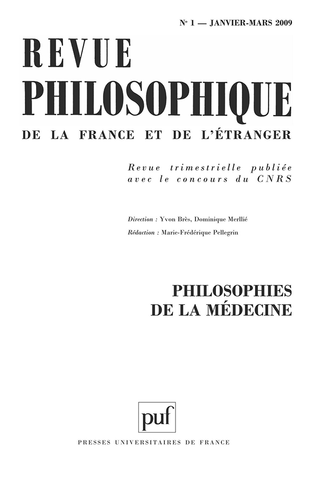 Revue philosophique 2009, t. 134 (1)