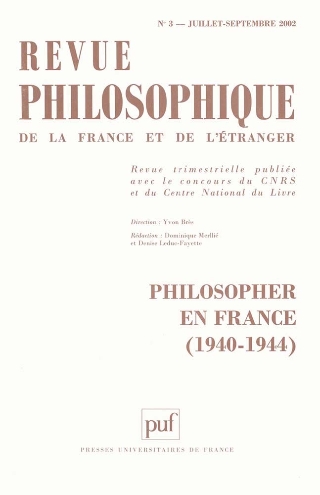 Revue philosophique 2002, t. 127 (3)