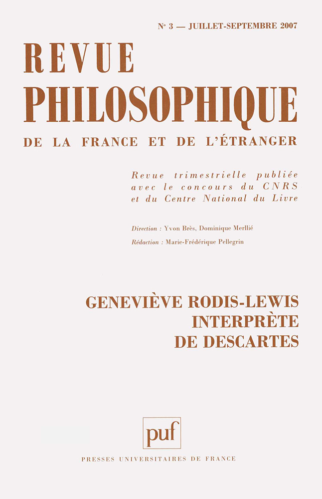 Revue philosophique 2007, t. 132 (3)