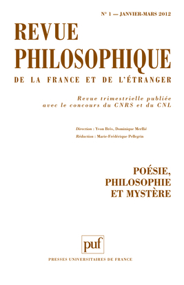 Revue philosophique 2012, t. 137 (1)