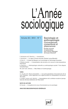 année sociologique 2012, vol. 62 (1)