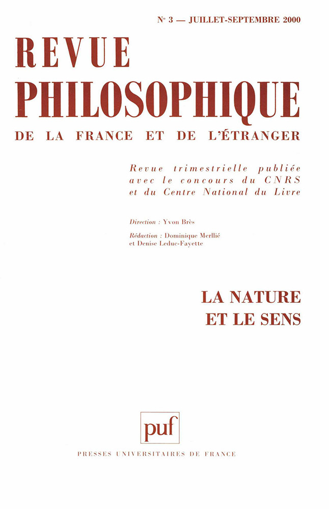 Revue philosophique 2000, t. 125 (3)