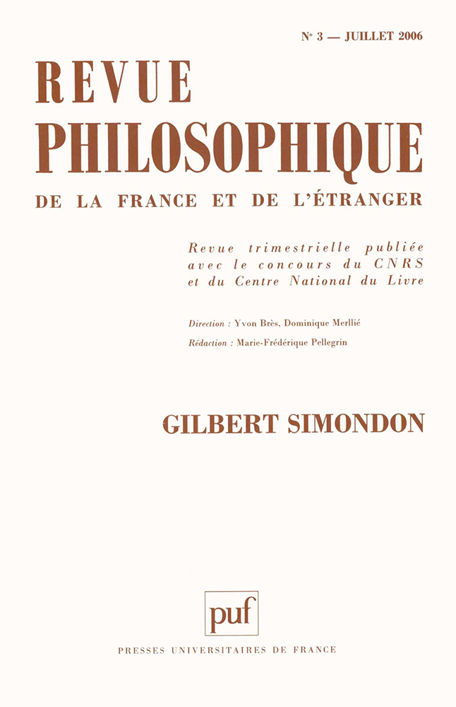 Revue philosophique 2006, t. 131 (3)