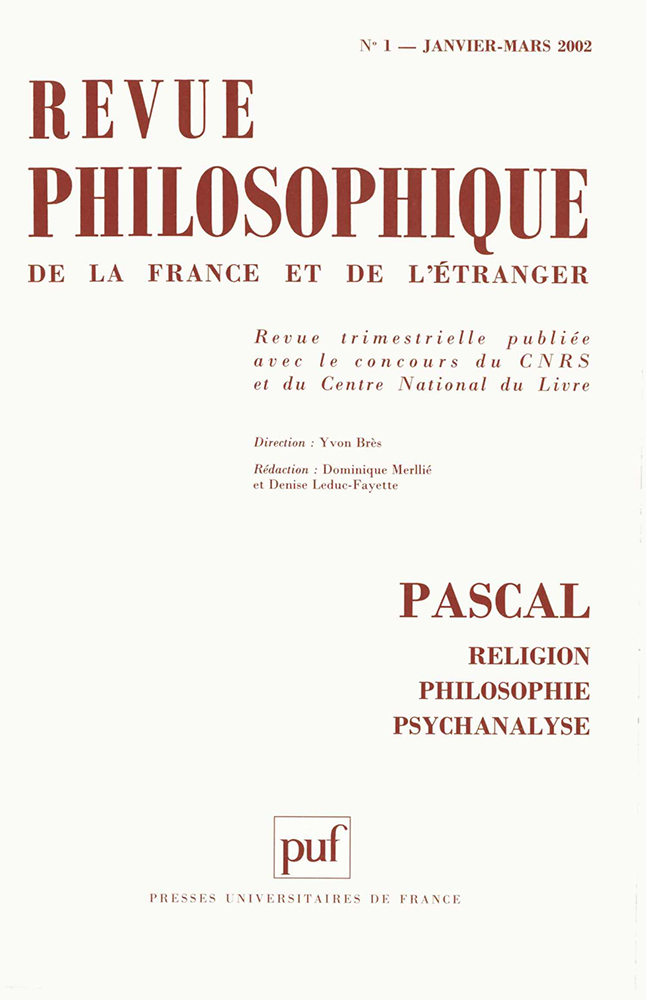 Revue philosophique 2002, t. 127 (1)