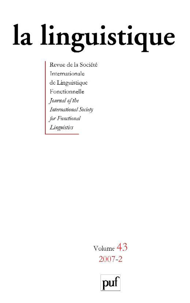linguistique 2007, vol. 43 (2)