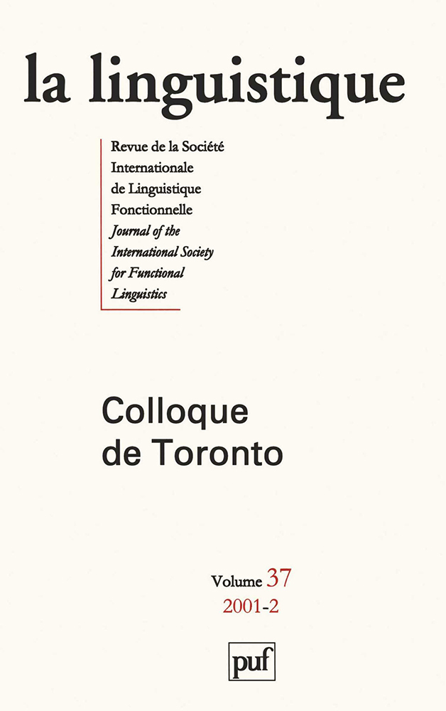linguistique 2001, vol. 37 (2)