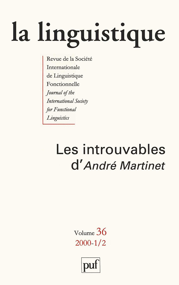 linguistique 2000, vol. 36 (1-2)