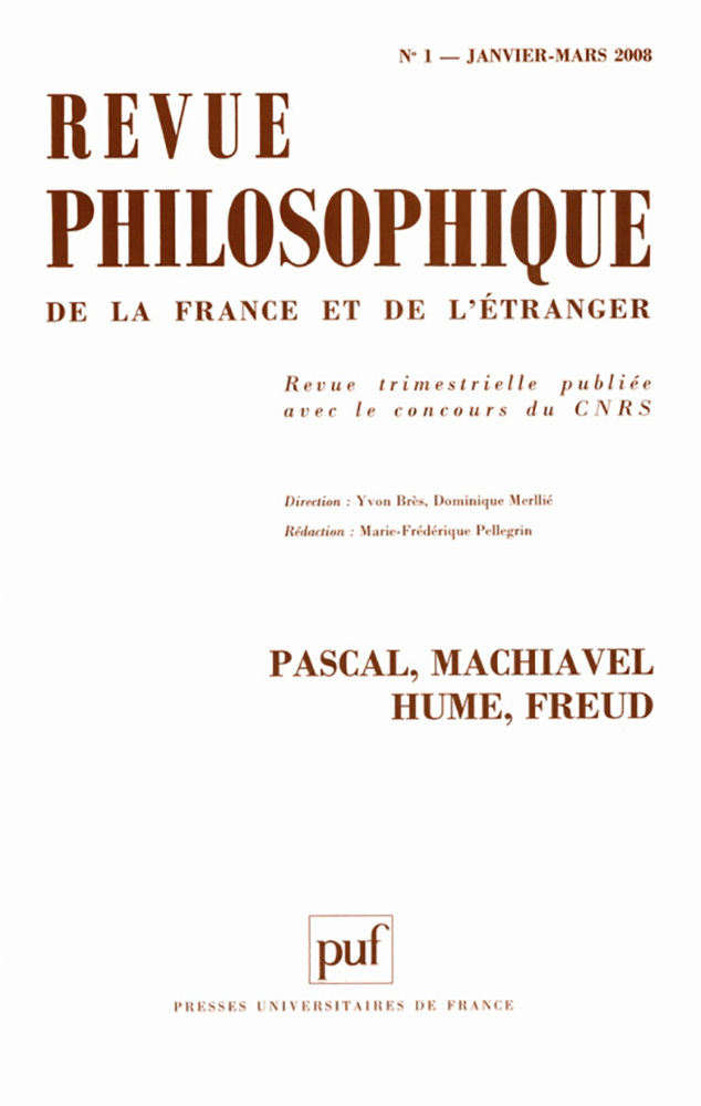 Revue philosophique 2008, t. 133 (1)