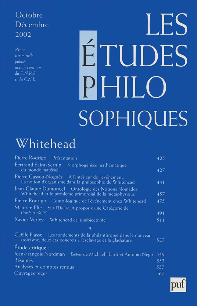 études philosophiques 2002, n° 4