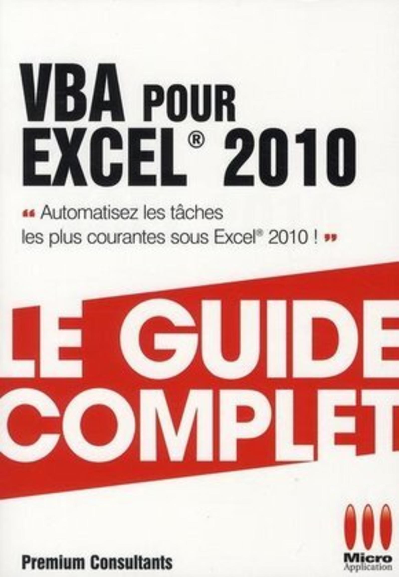 GUIDE COMPLET VBA POUR EXCEL 2010