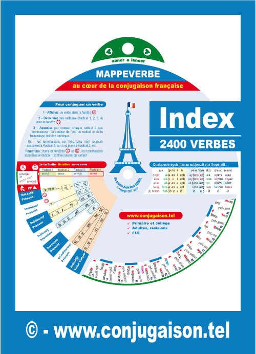 Index (2400 verbes) de Mappeverbe au coeur de la conjugaison française - Ebook version papier