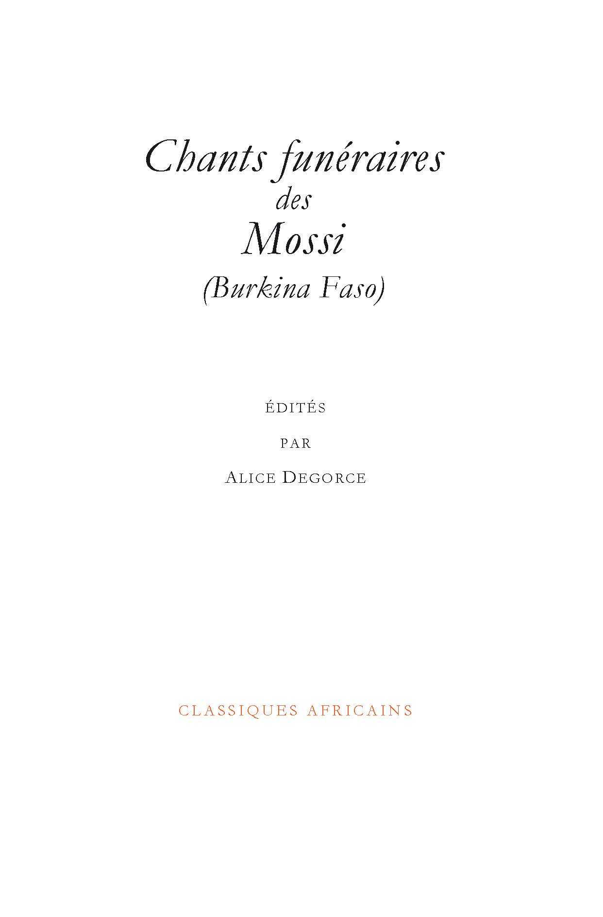 Chants funéraires des Mossi, Burkina Faso