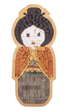 Kit Mosaîque complet 100 naturelles  Poupée Japonaise double broche Cadre Spécial   MOSAIC BOX SPECIAL