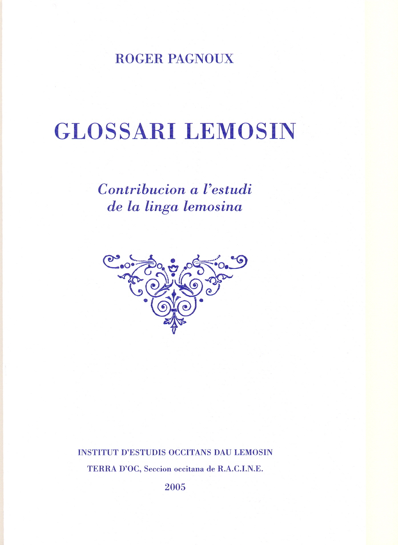 Glossari lemosin - Contribucion a l'estudi de la linga lemosina