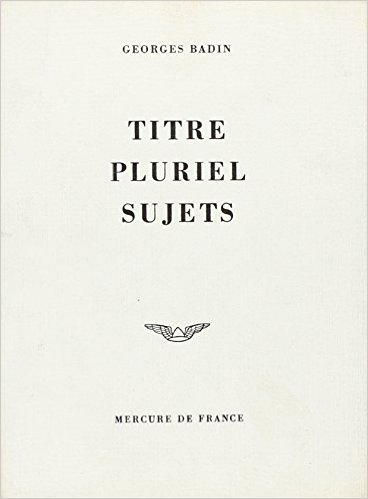TITRE, PLURIEL, SUJETS