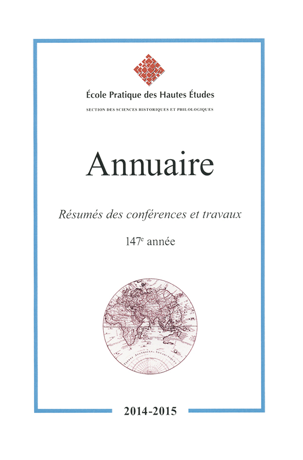 ANNUAIRE. RESUMES DES CONFERENCES ET TRAVAUX 2014-2015. 147E ANNEE