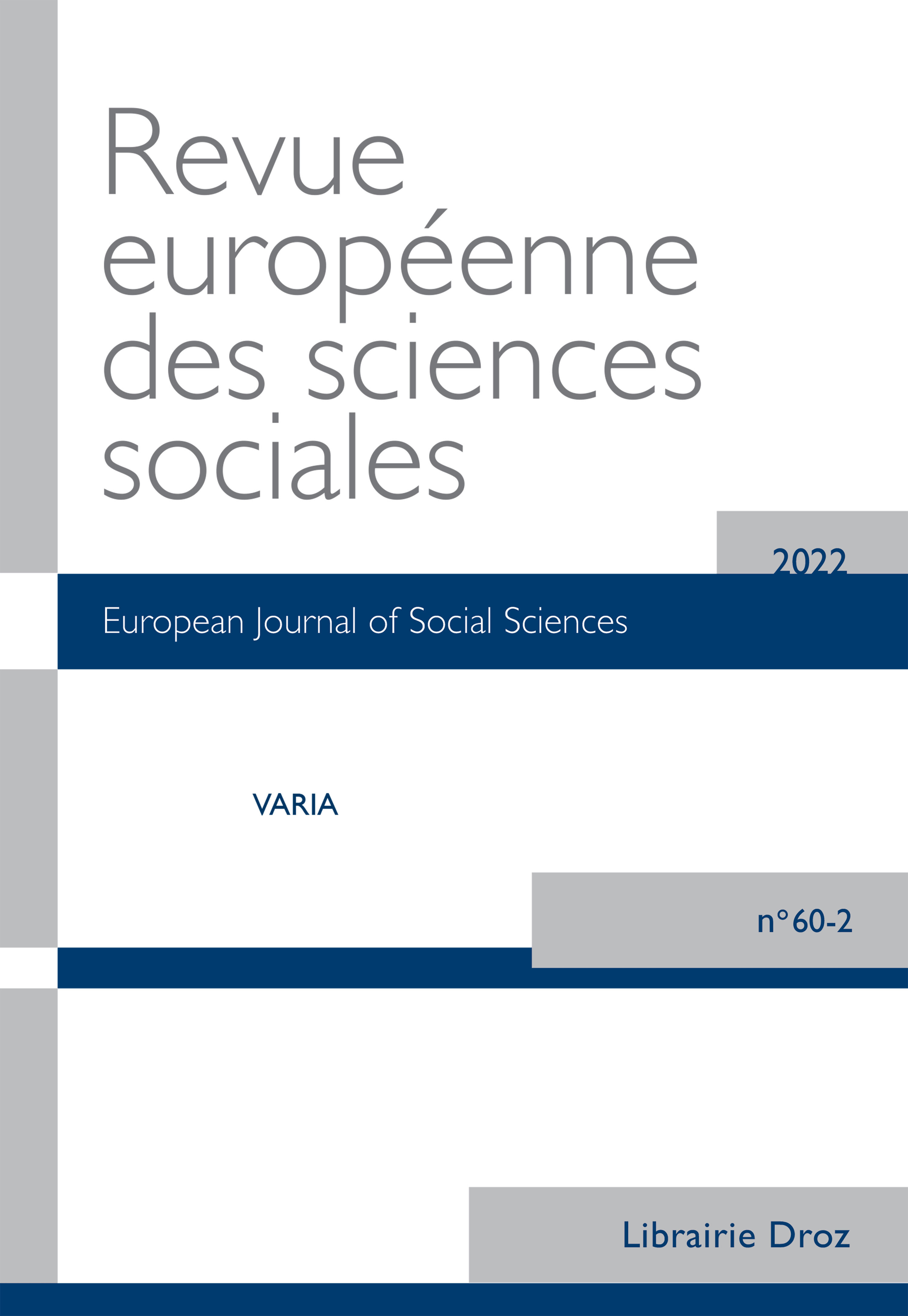Revue européenne des sciences sociales. RESS (CVP), n. 60, t. 2/2