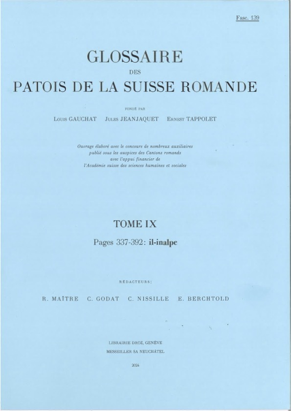 Glossaire des patois de la Suisse romande