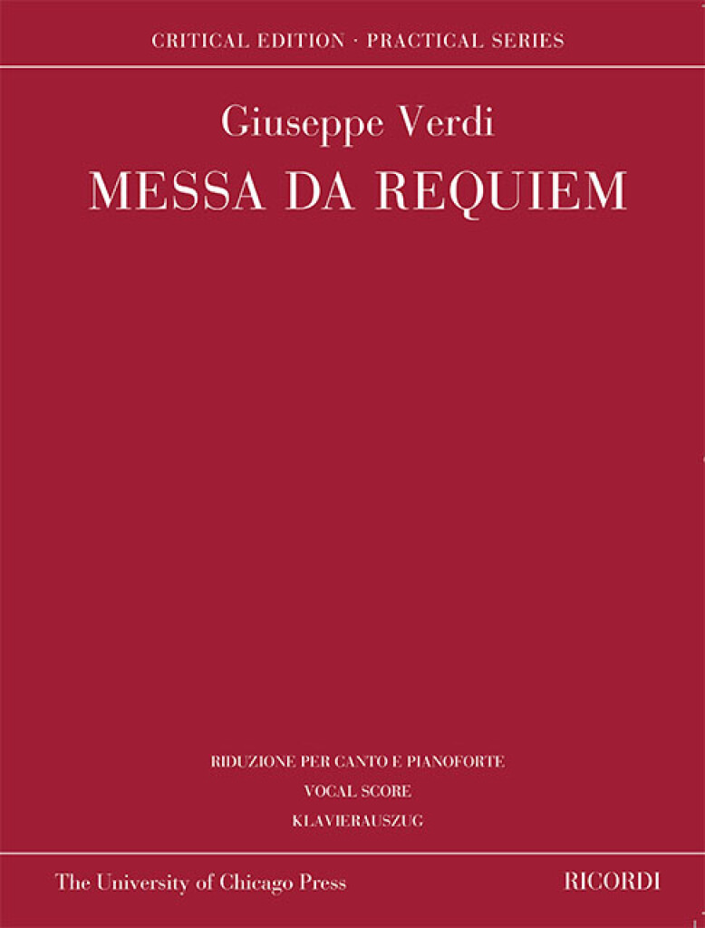 GIUSEPPE VERDI : MESSA DA REQUIEM - VOCAL AND PIANO REDUCTION