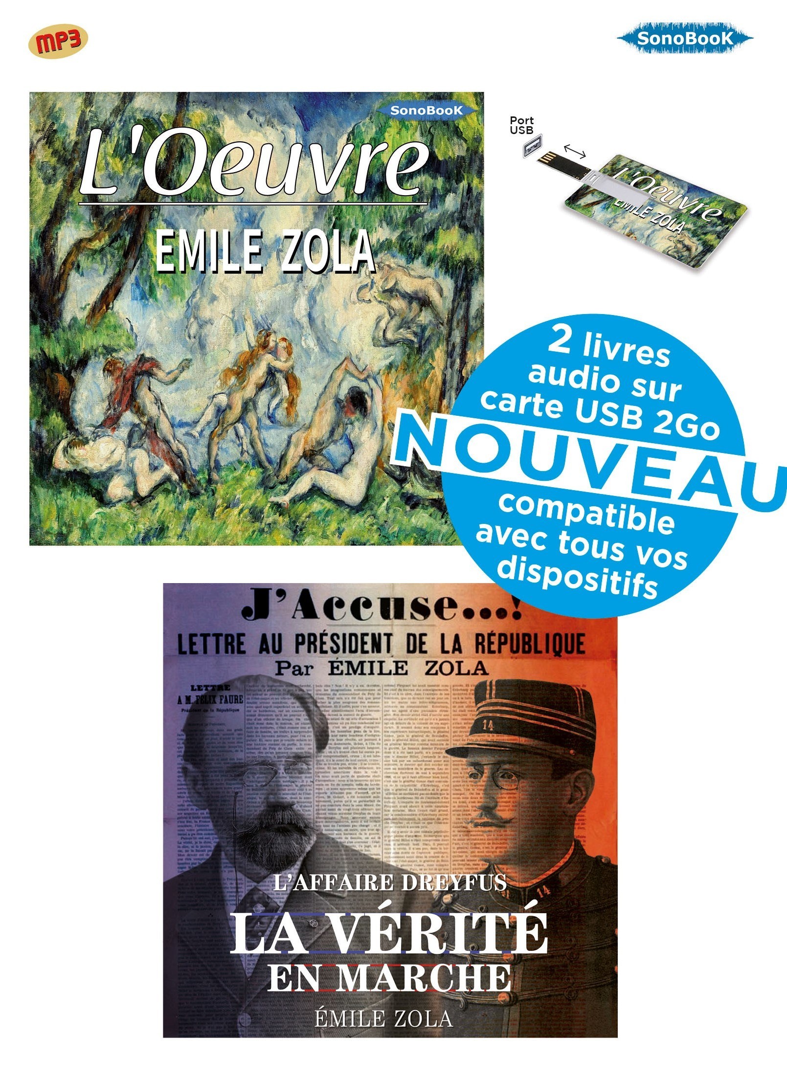 Coffret 2 Livres audio sur carte USB Émile ZOLA
