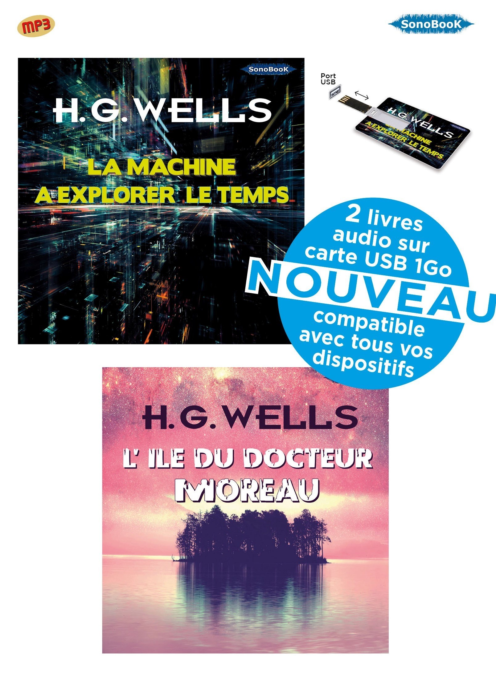 Coffret 2 Livres audio sur carte USB H.G.WELLS