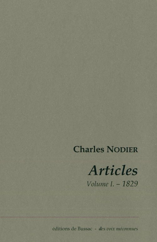 ARTICLES. Volume 1 - 1829.