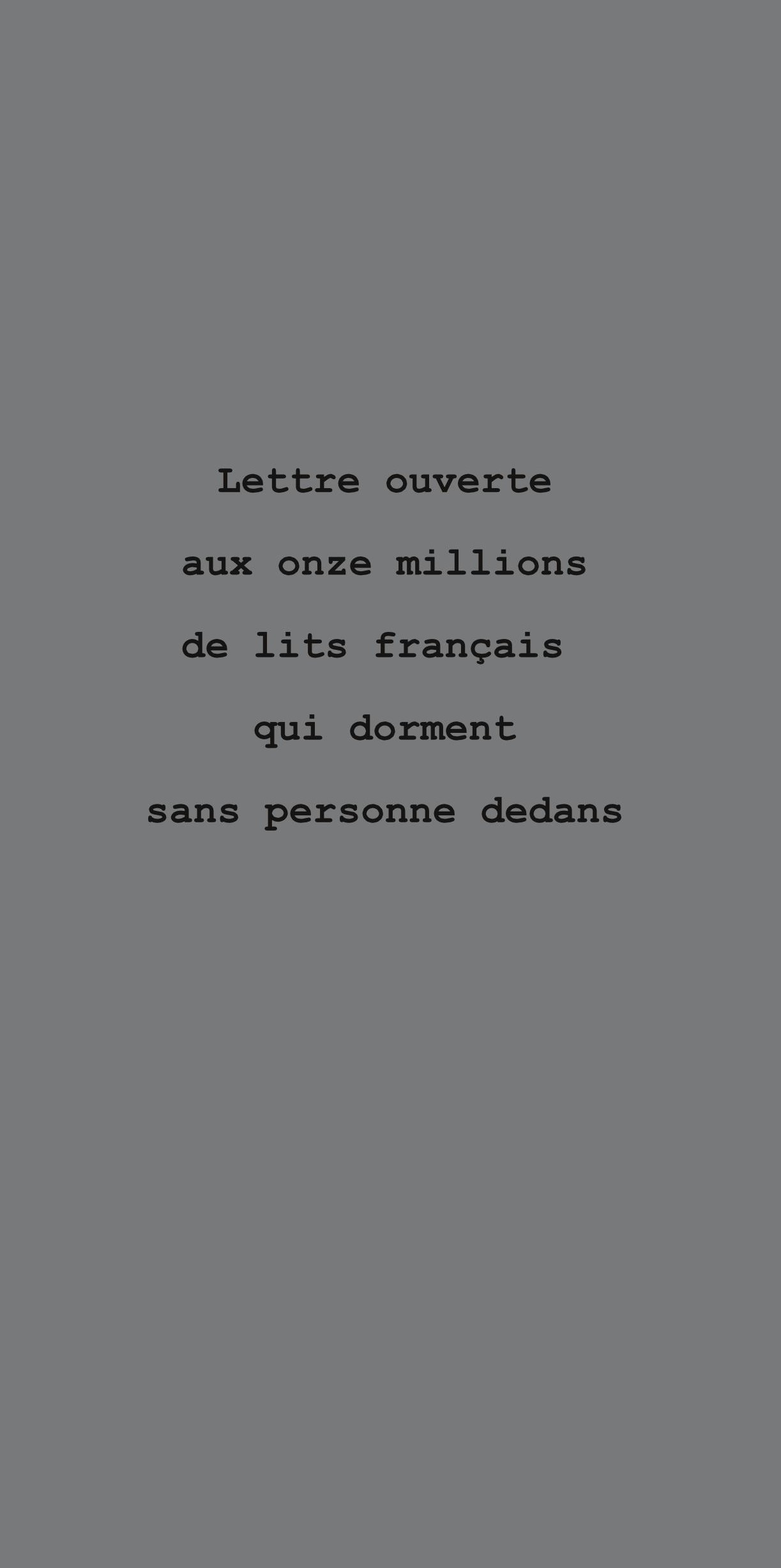 Lettre ouverte aux onze millions de lits français  qui dorment sans personne dedans