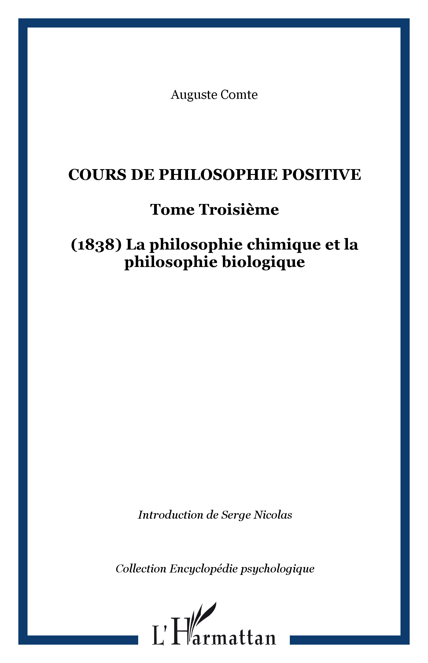 Cours de philosophie positive