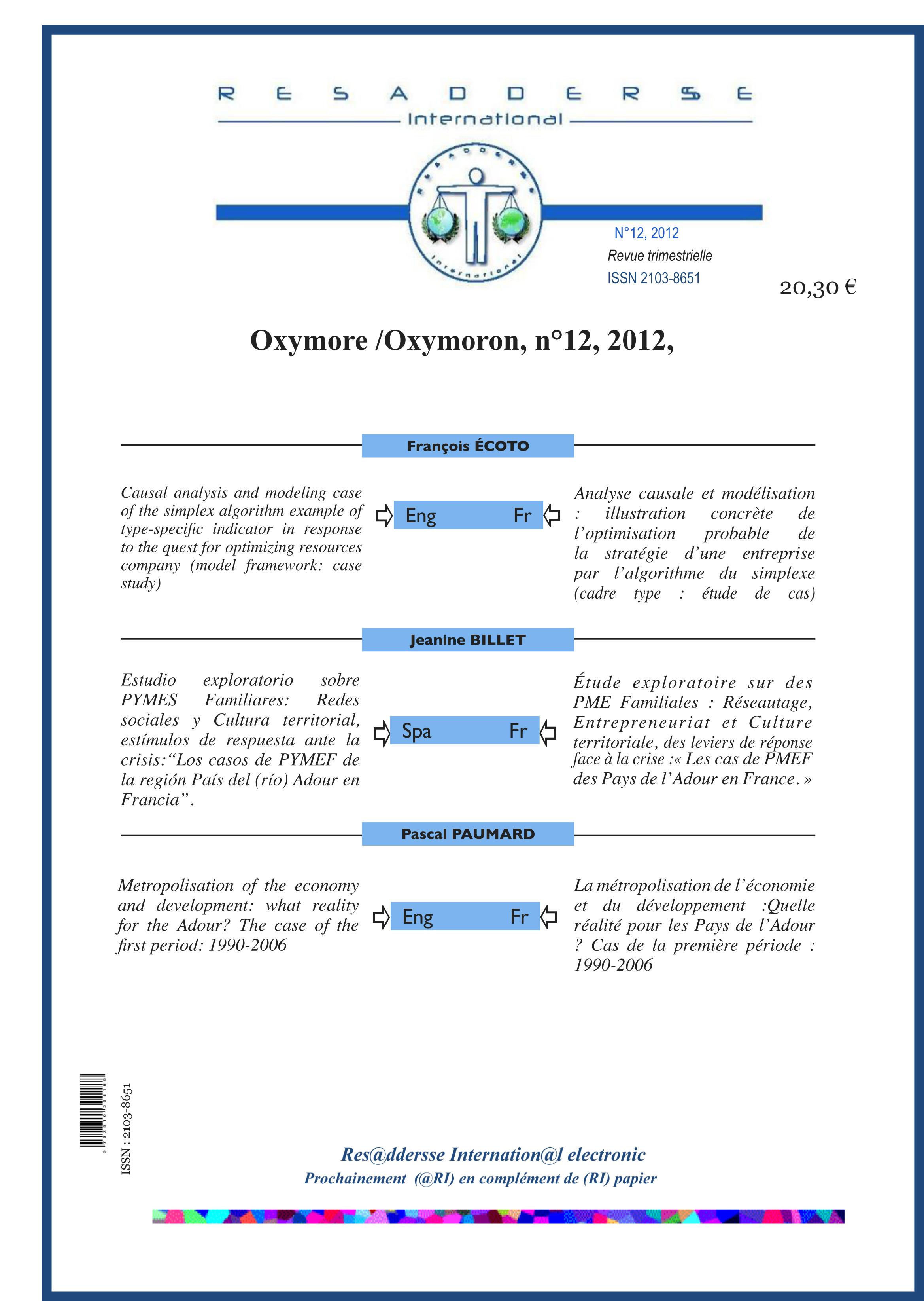 RESADDERSSE OXYMORE/OXYMORON N° 12