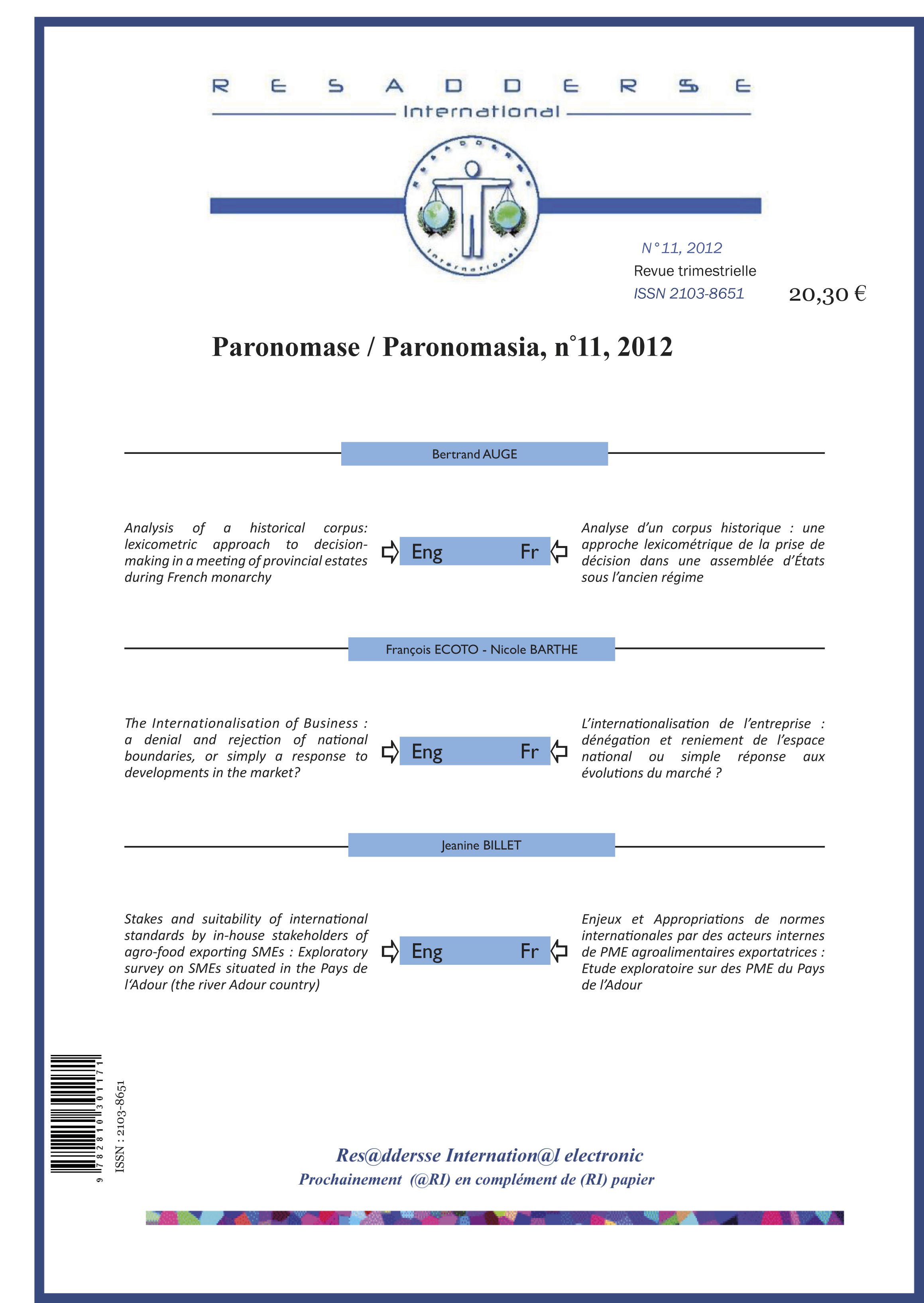 RESADDERSSE PARONOMASE/PARONOMASIA N°11