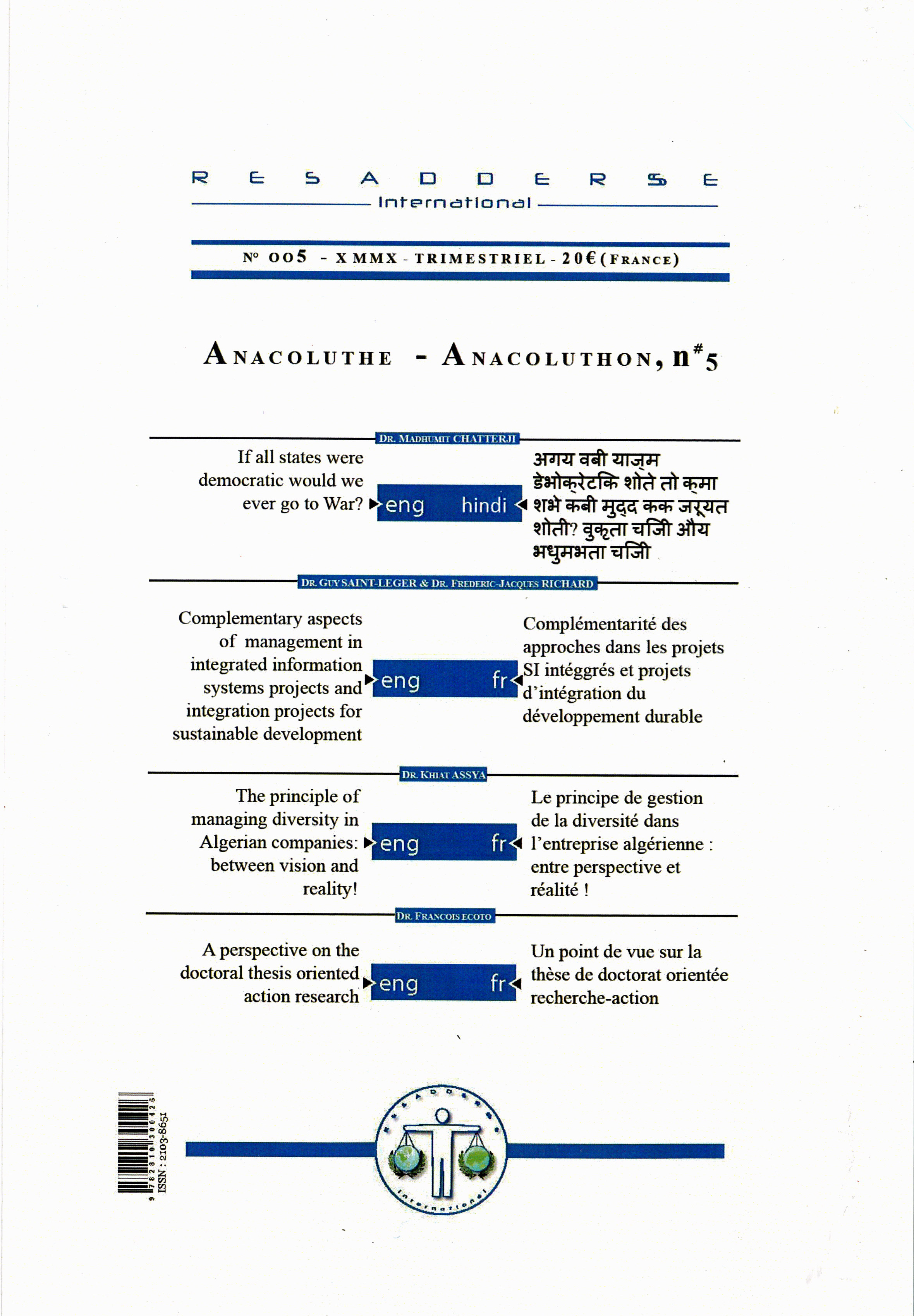 RESADDERSSE  : ANACOLUTHE ANACOLUTHON N° 5