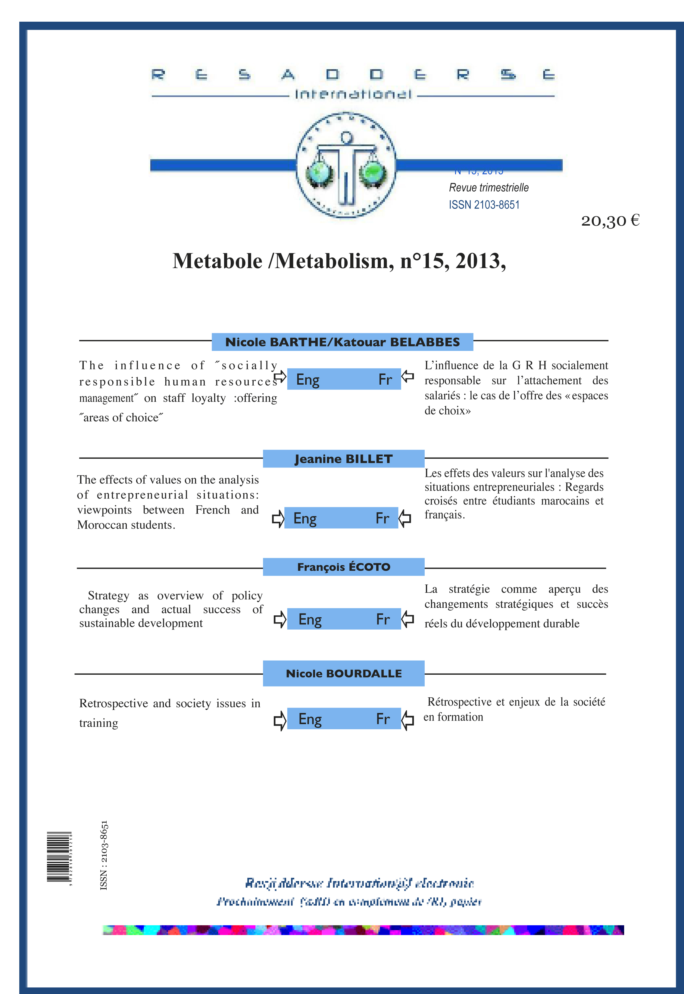 RESADDERSSE  METABOLE/METABOLISM N° 15