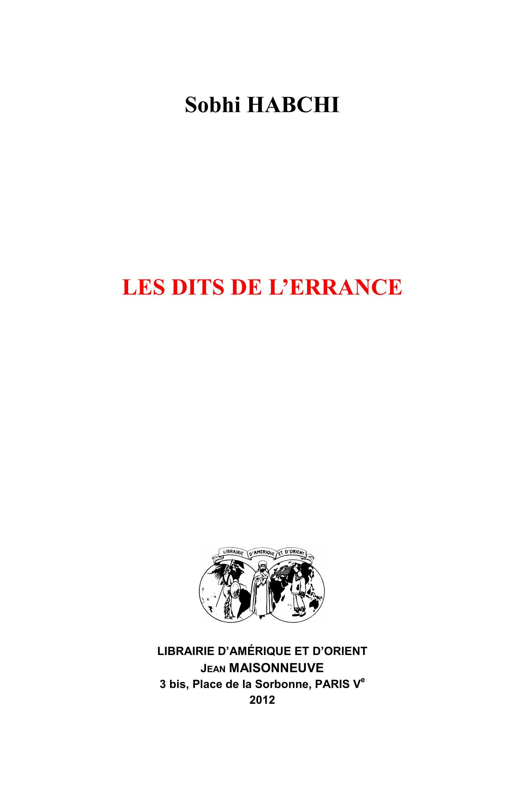 Les Dits de l'errance