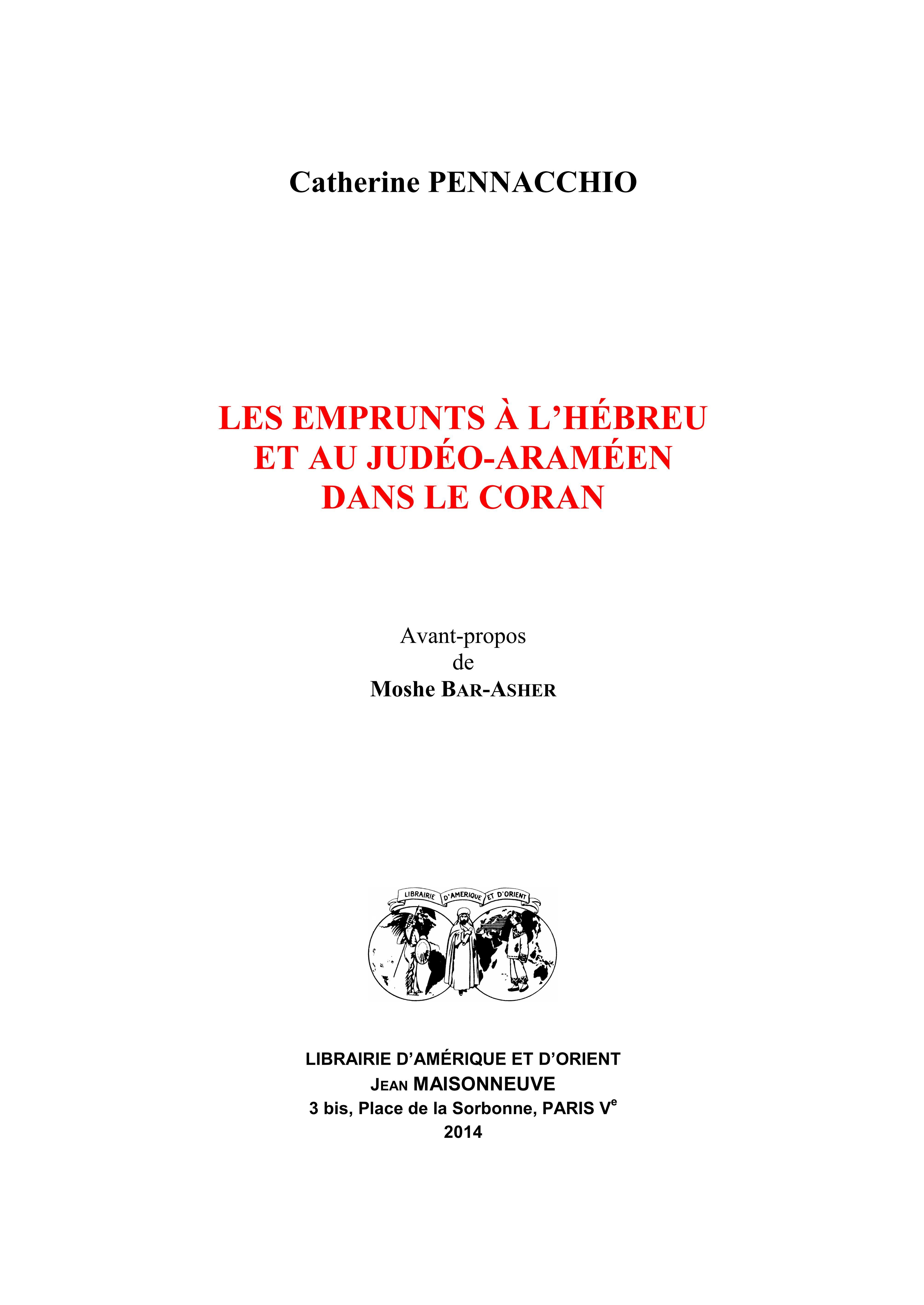 es emprunts à l'hébreu et au judéo-araméen dans le Coran.