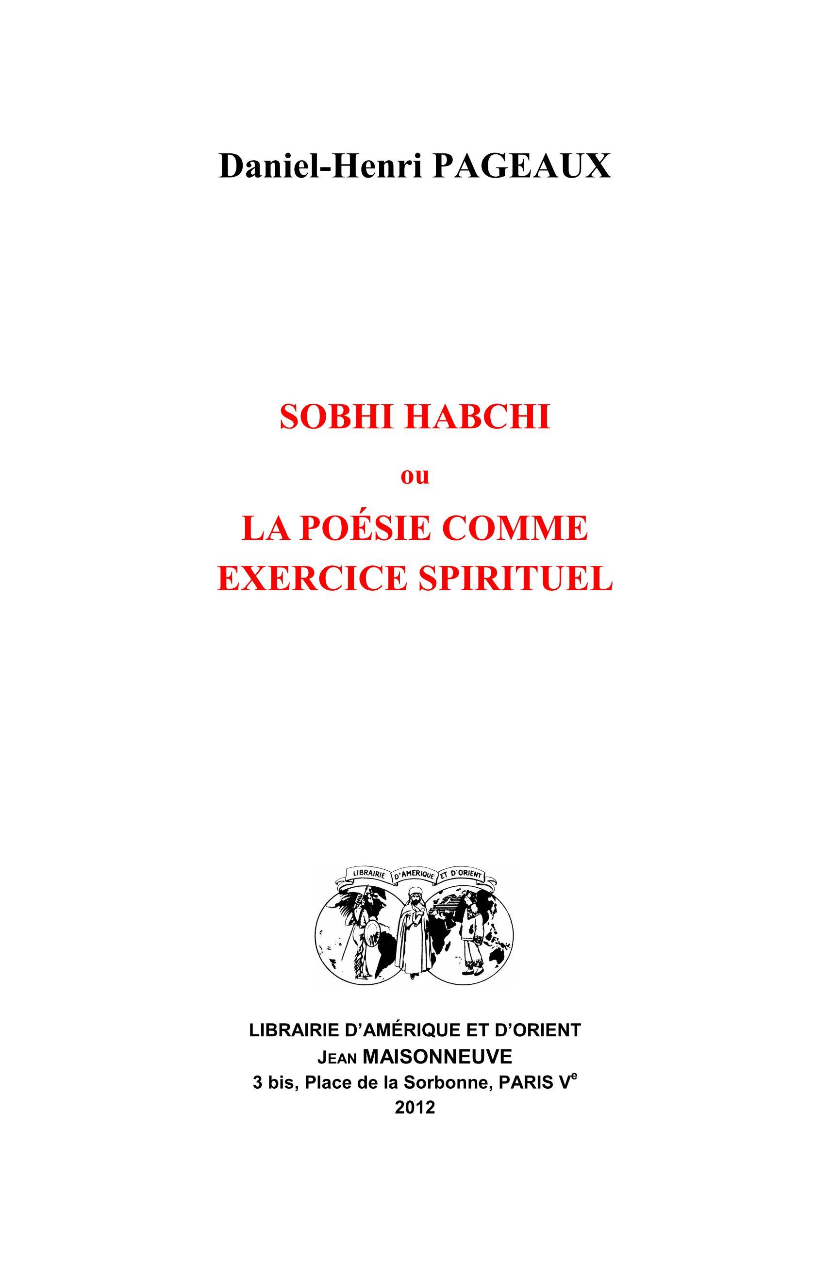 Sobhi HABCHI ou la poésie comme exercice spirituel