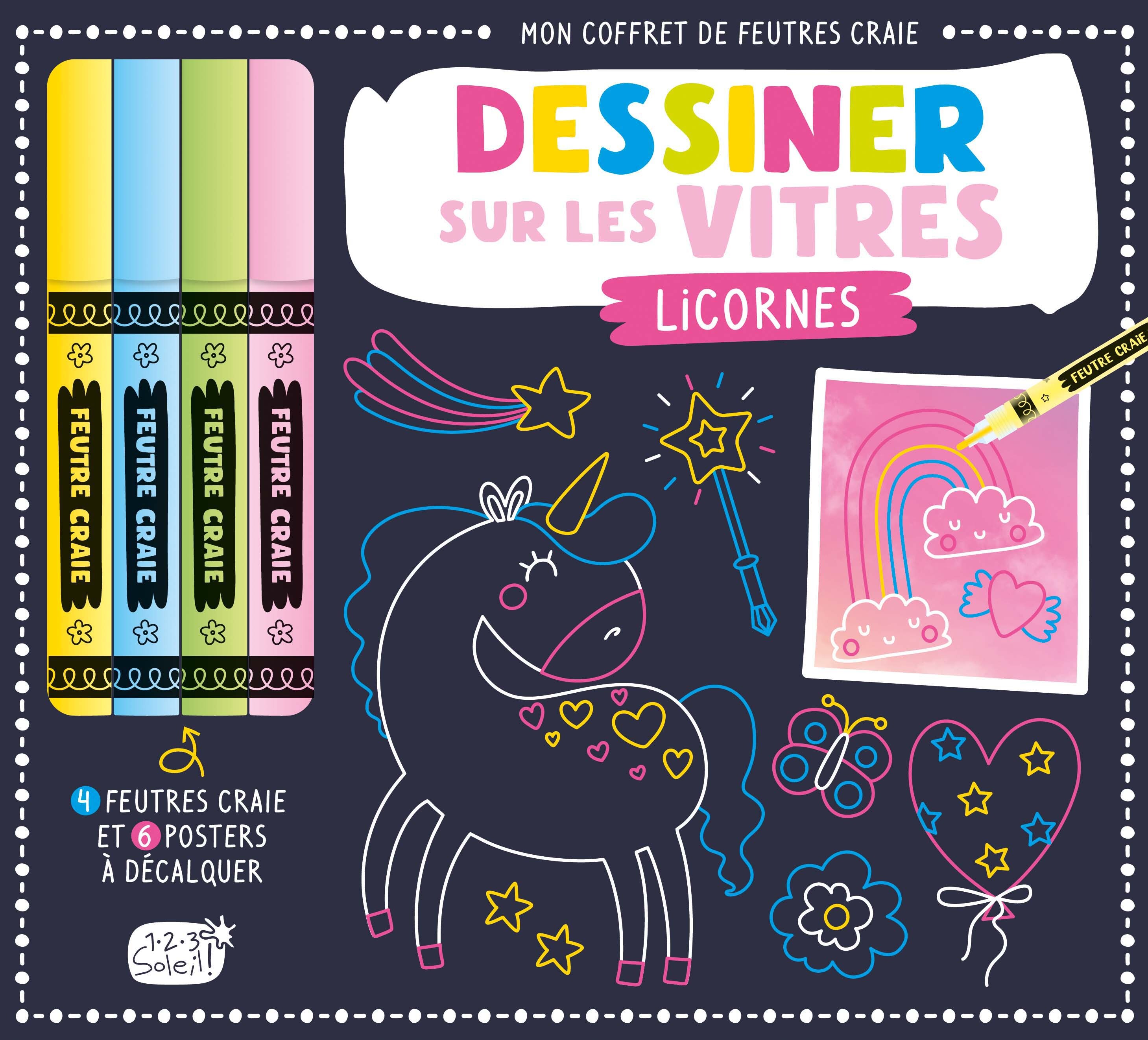 MON COFFRET DE FEUTRES CRAIE - DESSINER SUR LES VITRES LICORNES NE